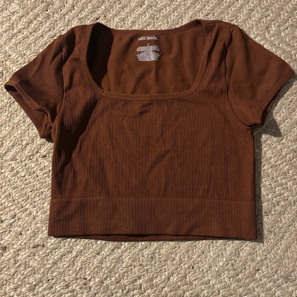 Wild Fable Brown Ribbed Crop Top